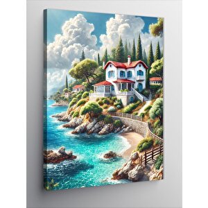 Kanvas Tablo Deniz Kıyısındaki Villa 100x140 cm