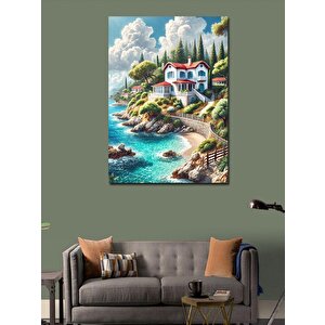 Kanvas Tablo Deniz Kıyısındaki Villa 100x140 cm