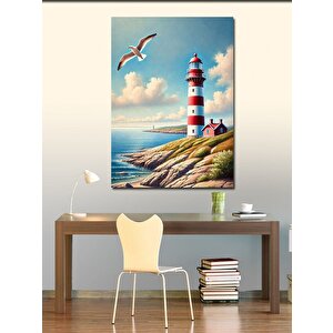 Kanvas Tablo Deniz Feneri Ve Mavi Gökyüzü 50x70 cm