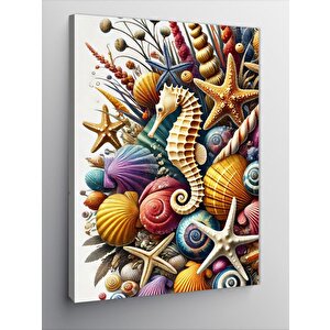 Kanvas Tablo Renkli Deniz Kabukları 100x140 cm