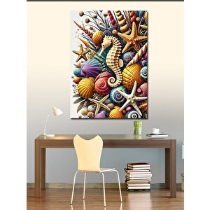 Kanvas Tablo Renkli Deniz Kabukları 100x140 cm