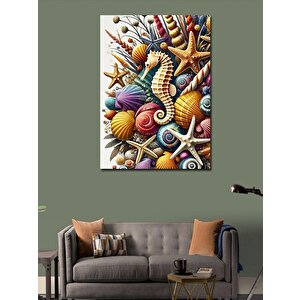 Kanvas Tablo Renkli Deniz Kabukları 100x140 cm