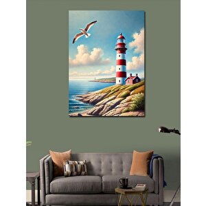 Kanvas Tablo Deniz Feneri Ve Mavi Gökyüzü 70x100 cm