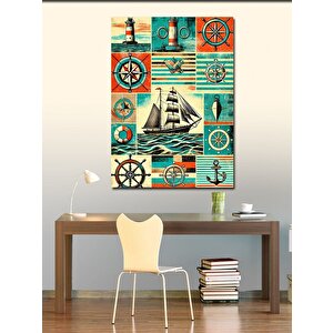 Kanvas Tablo Deniz Temalı Geometrik Desen 50x70 cm