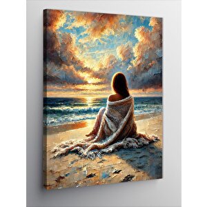 Kanvas Tablo Deniz Kenarında Kadın 50x70 cm