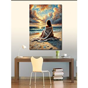 Kanvas Tablo Deniz Kenarında Kadın 50x70 cm