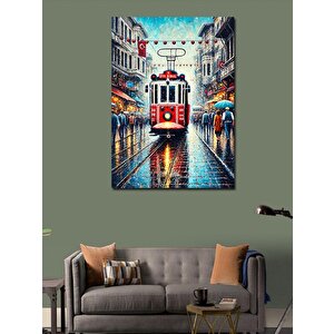 Kanvas Tablo Yağmurda Tramvay Yolu 70x100 cm