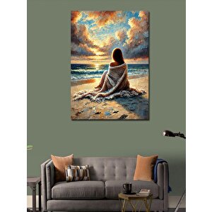Kanvas Tablo Deniz Kenarında Kadın 100x140 cm