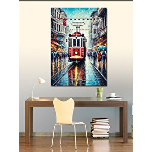 Kanvas Tablo Yağmurda Tramvay Yolu 100x140 cm