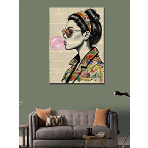 Kanvas Tablo Pembe Baloncuk Ve Gözlük 50x70 cm