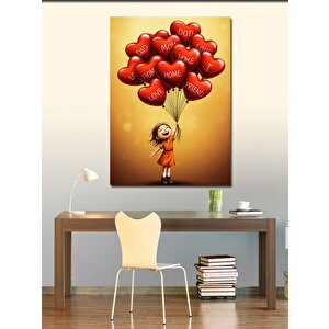 Kanvas Tablo Balonlarla Uçan Kız 70x100 cm