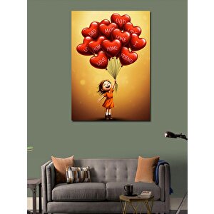 Kanvas Tablo Balonlarla Uçan Kız 70x100 cm