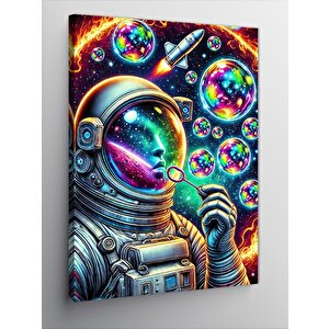 Kanvas Tablo Baloncuklu Uzay Astronotu 70x100 cm