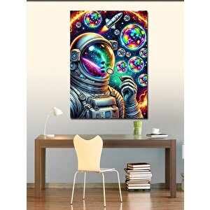 Kanvas Tablo Baloncuklu Uzay Astronotu 70x100 cm