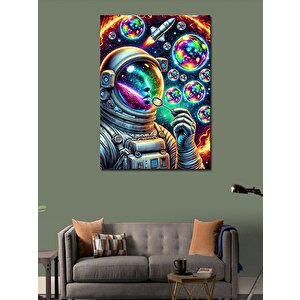 Kanvas Tablo Baloncuklu Uzay Astronotu 70x100 cm