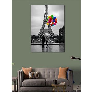 Kanvas Tablo Eyfel Kulesi Ve Balonlu Çift 100x140 cm