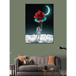 Kanvas Tablo Balonlarla Astronot 100x140 cm