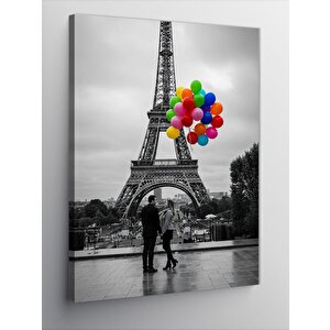 Kanvas Tablo Eyfel Kulesi Ve Balonlu Çift 70x100 cm