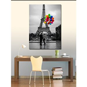 Kanvas Tablo Eyfel Kulesi Ve Balonlu Çift 70x100 cm