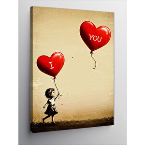 Kanvas Tablo Balonlar Ve "i Love You" Teması 70x100 cm