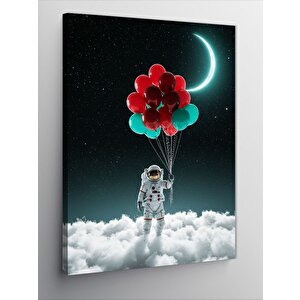 Kanvas Tablo Balonlarla Astronot 70x100 cm