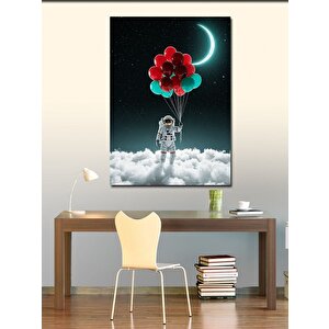 Kanvas Tablo Balonlarla Astronot 70x100 cm