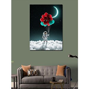 Kanvas Tablo Balonlarla Astronot 70x100 cm
