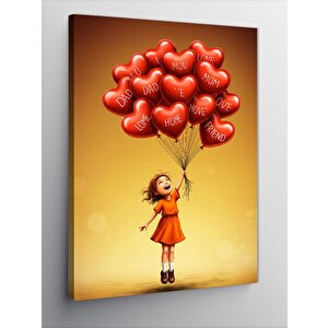 Kanvas Tablo Balonlarla Uçan Kız 50x70 cm