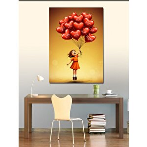 Kanvas Tablo Balonlarla Uçan Kız 50x70 cm