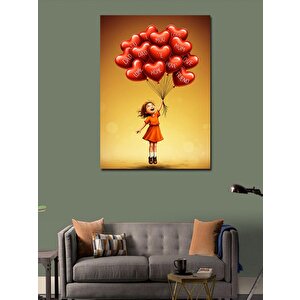 Kanvas Tablo Balonlarla Uçan Kız 50x70 cm