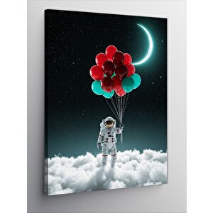 Kanvas Tablo Balonlarla Astronot 70x100 cm