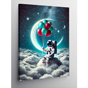 Kanvas Tablo Uzayda Balon Tutan Astronot 70x100 cm