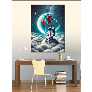 Kanvas Tablo Uzayda Balon Tutan Astronot 70x100 cm