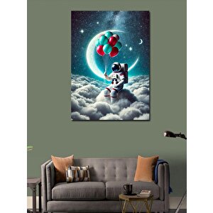 Kanvas Tablo Uzayda Balon Tutan Astronot 70x100 cm