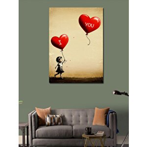 Kanvas Tablo Balonlar Ve "i Love You" Teması 100x140 cm