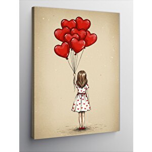 Kanvas Tablo Balon Tutan Küçük Kız