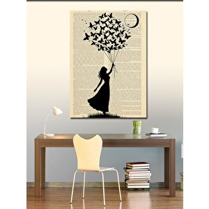 Kanvas Tablo Balonlar Ve Kuşlarla Siluet 100x140 cm
