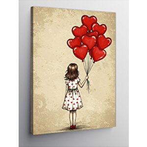 Kanvas Tablo Balonlarla Uçan Küçük Kız 100x140 cm