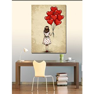 Kanvas Tablo Balonlarla Uçan Küçük Kız 100x140 cm