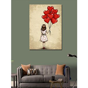 Kanvas Tablo Balonlarla Uçan Küçük Kız 100x140 cm