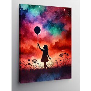 Kanvas Tablo Balonlu Kız Ve Gökyüzü 100x140 cm