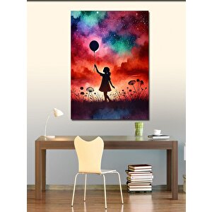 Kanvas Tablo Balonlu Kız Ve Gökyüzü 70x100 cm