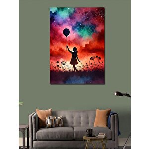 Kanvas Tablo Balonlu Kız Ve Gökyüzü 70x100 cm
