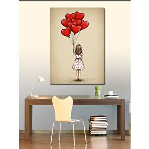 Kanvas Tablo Balon Tutan Küçük Kız 50x70 cm