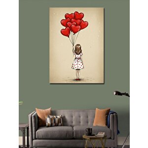 Kanvas Tablo Balon Tutan Küçük Kız 50x70 cm