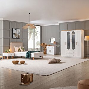 Vita Bohem Genç Odası - 4 Kapaklı Dolap, Karyola, komodin, Şifonyer