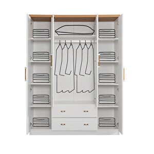 Vita Bohem Genç Odası - 4 Kapaklı Dolap, Karyola, komodin, Şifonyer