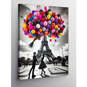 Kanvas Tablo Eyfel'de Balonlar 100x140 cm