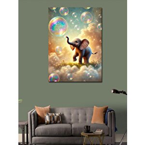 Kanvas Tablo Baloncuklarla Oynayan Fil 100x140 cm
