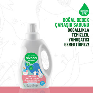 Siveno %100 Doğal Bebek Çamaşır Sabunu Kendinden Yumuşatıcılı Bitkisel Deterjan Konsantre 750 Ml X3 Adet